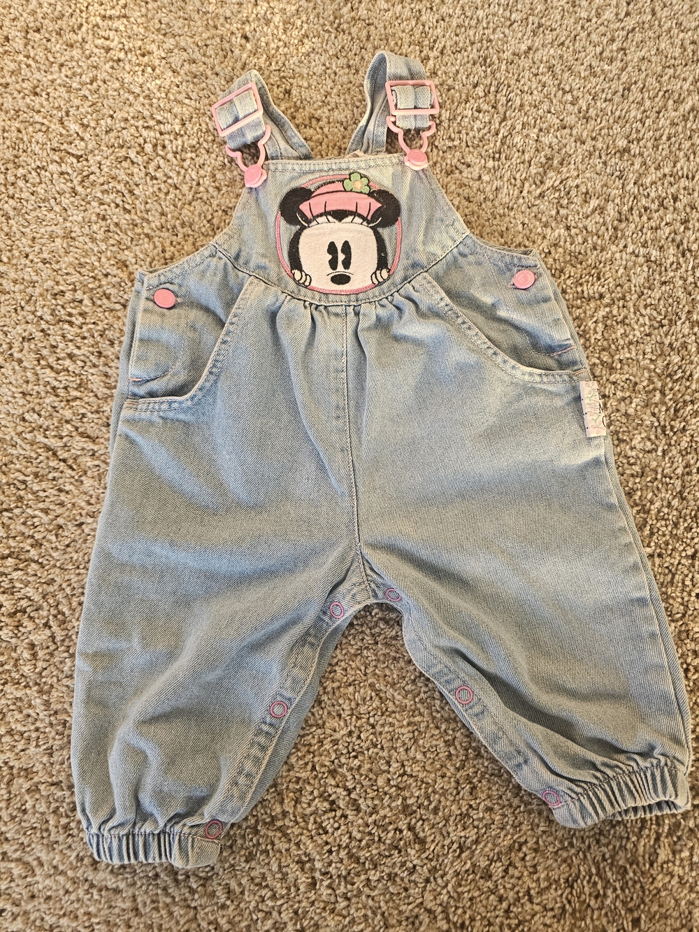 Vintage 1990's Baby Mickey & Co. Minnie Mouse Light Denim Overalls